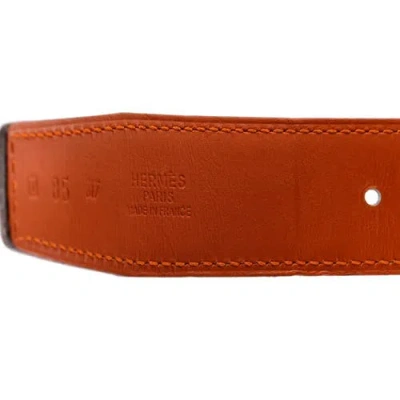 Pre-owned Hermes  Hermes Constance Reversible Belt Leather Medium In White