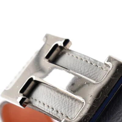 Pre-owned Hermes  Hermes Constance Reversible Belt Leather Medium In White