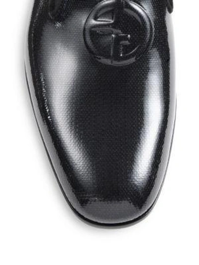 Shop Giorgio Armani Patent Embossed Dress Slip-ons In Black
