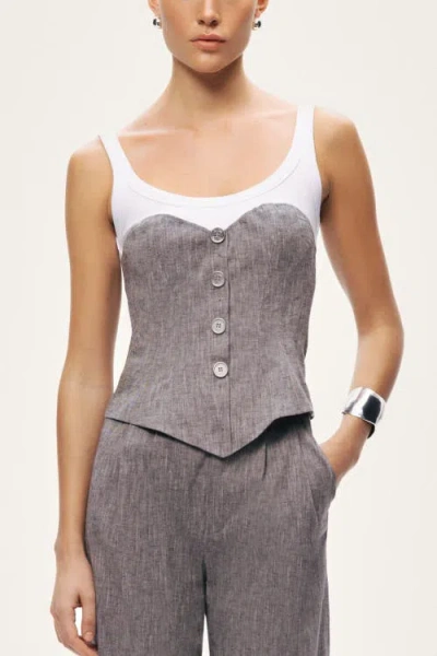 Nocturne Button-front Tailored Blouse In Gray