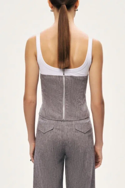 Nocturne Button-front Tailored Blouse In Gray