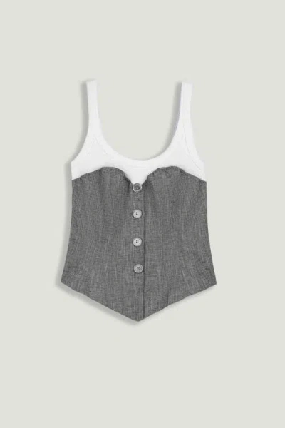 Nocturne Button-front Tailored Blouse In Gray
