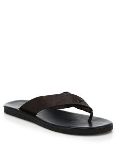 Shop Saks Fifth Avenue Collection Perforated Leather Flip Flops In Dark-brown