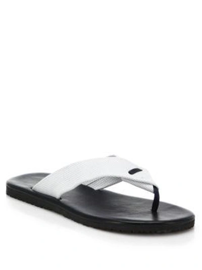 Shop Saks Fifth Avenue Collection Perforated Leather Flip Flops In White