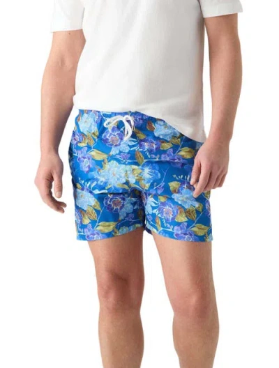 Robert Talbott Connery Drawstring Swim Trunk In Blue