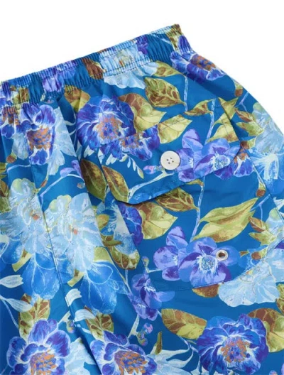 Robert Talbott Connery Drawstring Swim Trunk In Blue
