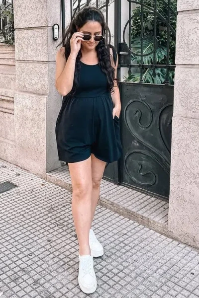 Pinkblush Knot Strap Romper In Black
