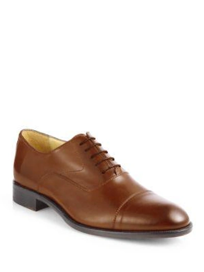 Shop Saks Fifth Avenue Collection Tyler Leather Cap Toe Oxfords In Brown