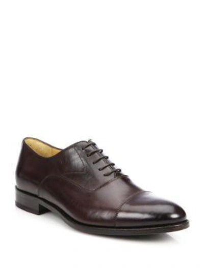 Shop Saks Fifth Avenue Collection Tyler Leather Cap Toe Oxfords In Ciccolato
