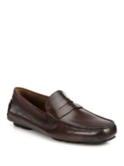 Shop To Boot New York Men's Harper Leather Penny Drivers In Dark Brown