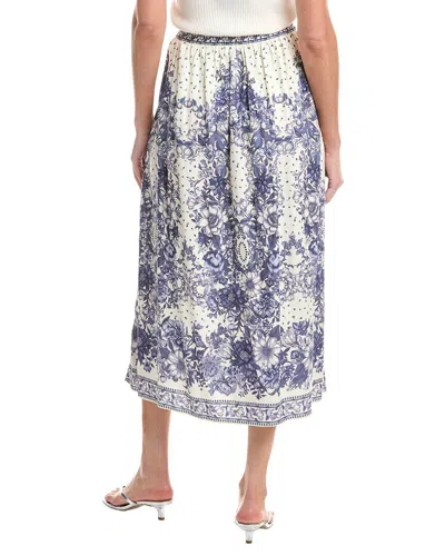 Max Studio Printed Linen-blend Maxi Skirt In White