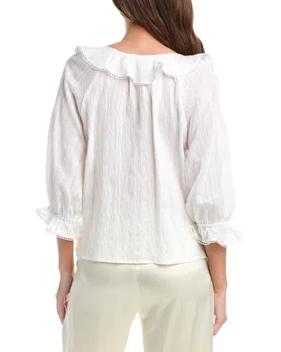 Max Studio Sleeve Ruffle Front Blouse In White