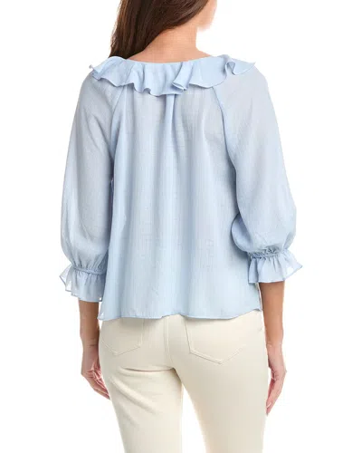 Max Studio Sleeve Ruffle Front Blouse In Blue