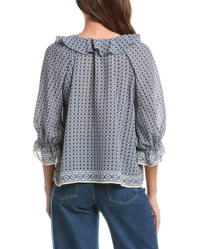 Max Studio Sleeve Ruffle Front Blouse In Blue