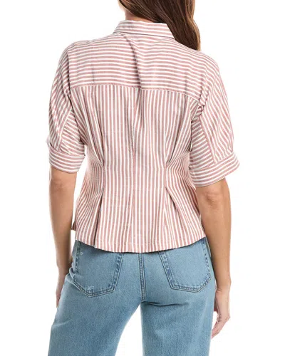 Max Studio Roll Cuff Pintuck Button Front Shirt In Red