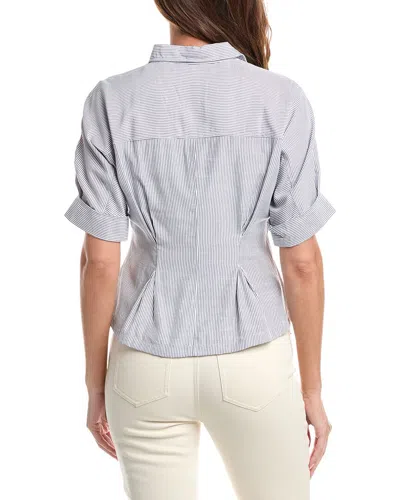 Max Studio Roll Cuff Pintuck Button Front Shirt In White