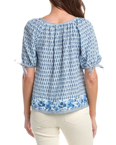 Max Studio Tie-sleeve Blouse In Blue