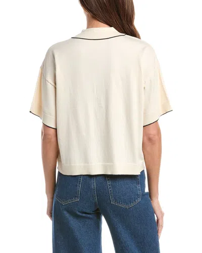 Max Studio Short Sleeve Sweater In White