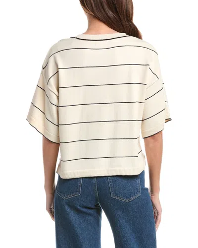 Max Studio Elbow Sleeve Sweater Top In White