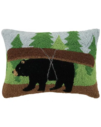 Makers Collective Canoe Bear Wool Hook Pillow In Green