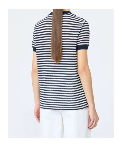 Max Mara Striped-pattern Embroidered-logo T-shirt In Black