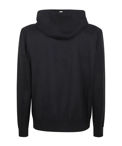 Herno Zip-up Drawstring Hooded Jacket In Black