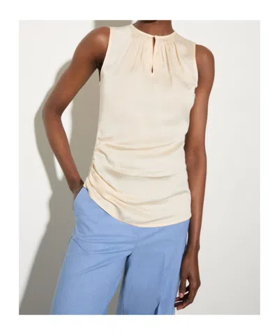 Maxco. Satin Top With Draping - Straw In Neutral