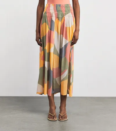 Eres Silk Printed Highlight Maxi Skirt In Multi
