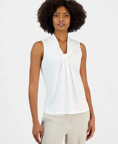Kasper Tie Front Sleeveless Stretch Top In Animal Print