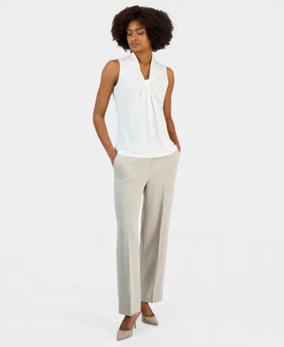 Kasper Tie Front Sleeveless Stretch Top In Animal Print