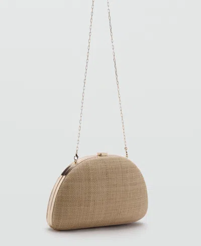 Mango Natural Fiber Clutch Bag In Beige