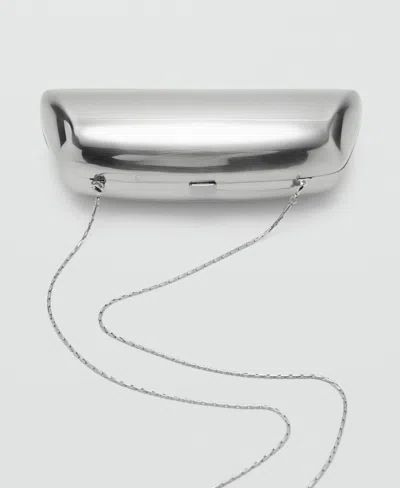 Mango Metallic Frame Clutch In Silver