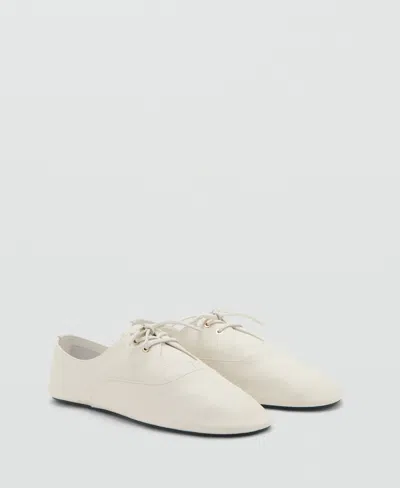 Mango Leather Flat In White