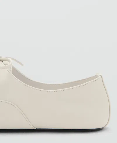 Mango Leather Flat In White