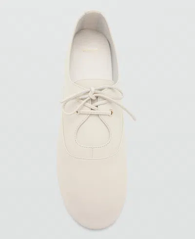 Mango Leather Flat In White