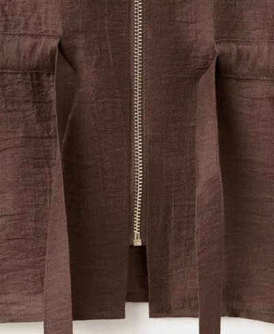 Mango Belted Zip-front Shirt In Multi
