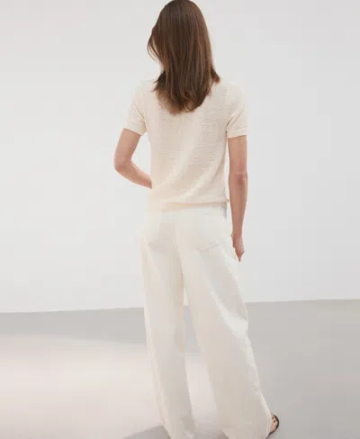 Mango Short Sleeve Sweater In Neutral