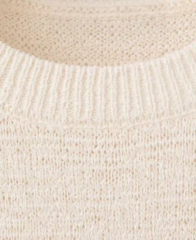 Mango Short Sleeve Sweater In Neutral