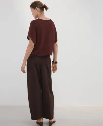 Mango Short Sleeve Sweater In Brown