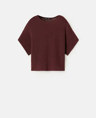 Mango Short Sleeve Sweater In Brown