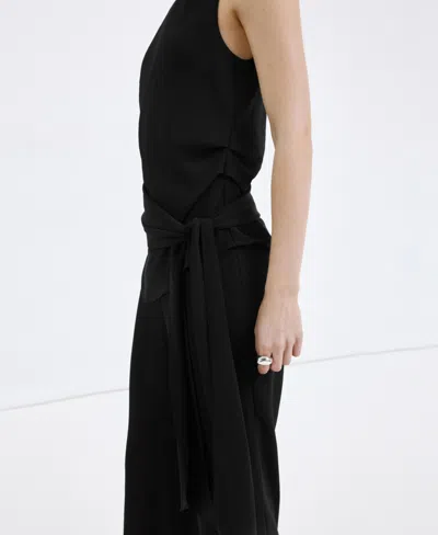 Mango Asymmetric Twist Strap Jumpsuit In Black