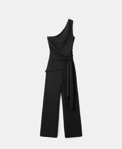 Mango Asymmetric Twist Strap Jumpsuit In Black