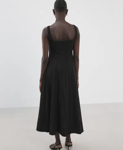 Mango A-line Dress With Openwork Embroidery In Black