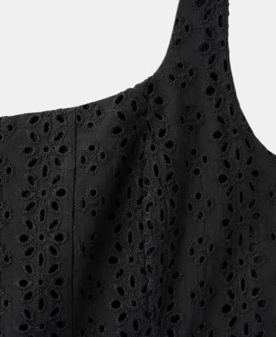 Mango A-line Dress With Openwork Embroidery In Black