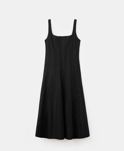 Mango A-line Dress With Openwork Embroidery In Black