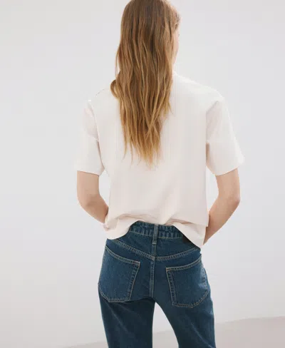 Mango Lace Inset T-shirt In White