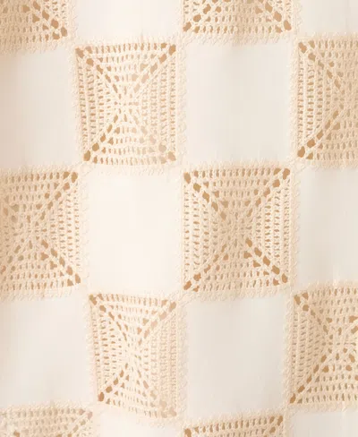 Mango Lace Inset T-shirt In White