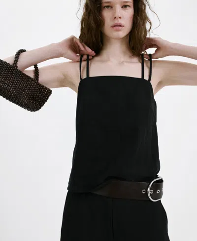 Mango Lyocell Top With Double Straps In Black