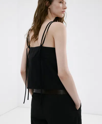 Mango Lyocell Top With Double Straps In Black