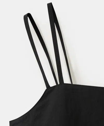 Mango Lyocell Top With Double Straps In Black